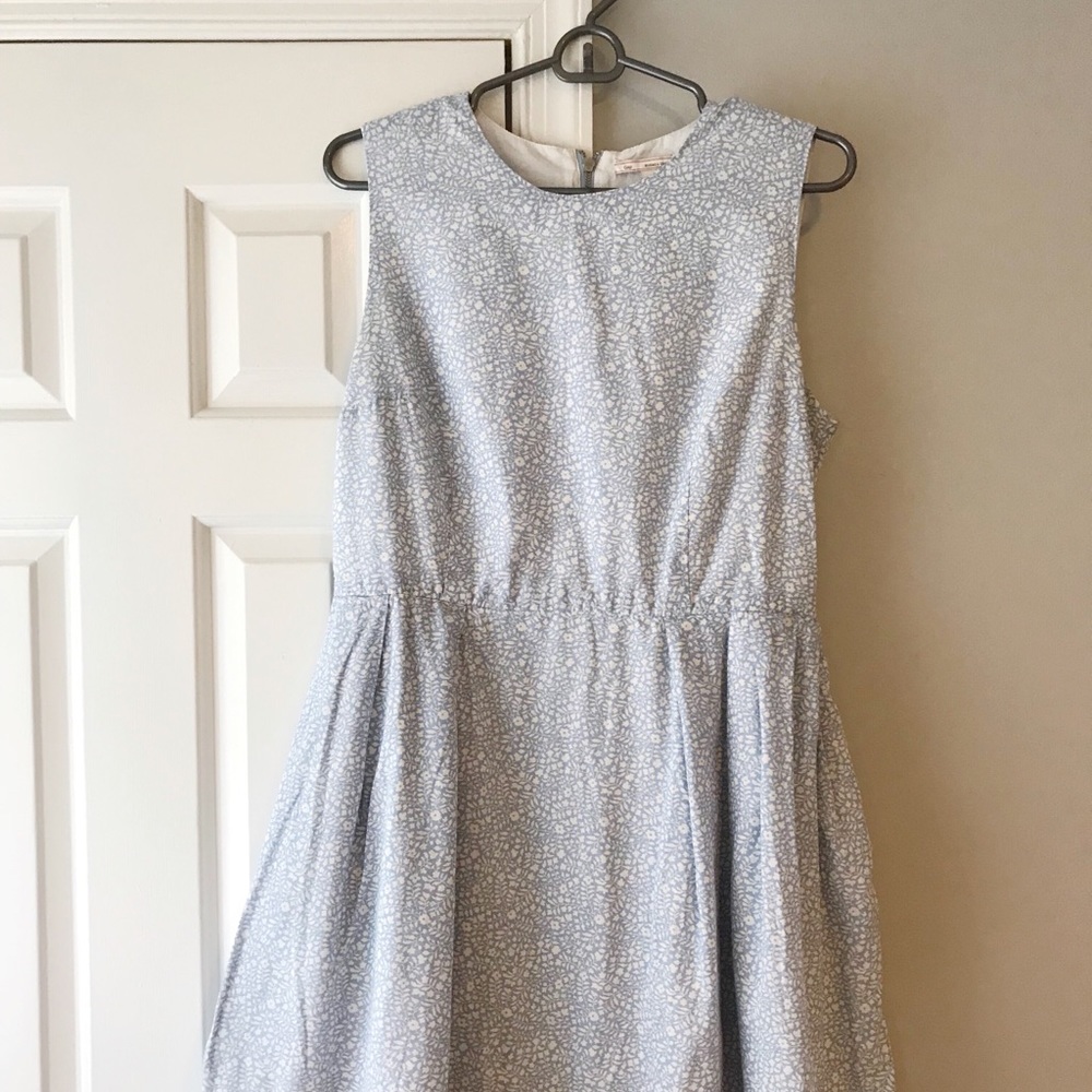 Gap Blue and White Fit and Flare Sleeveless Dress